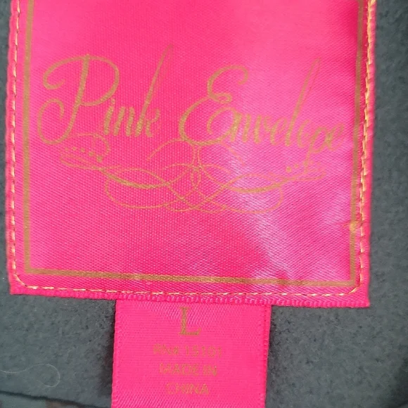 Pink Envelope Teal Double-Breasted Pea Coat - Picture 2 of 4